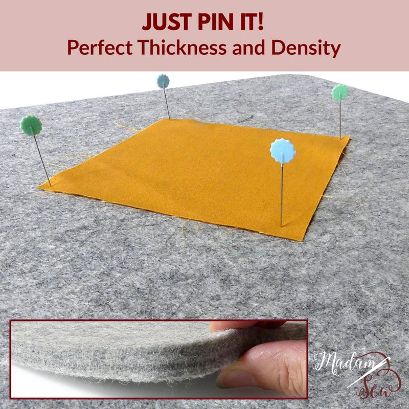 Madam Sew Natural Wool Pressing mat for quilting (17â€x13.5â€) 100% Wool Felt Ironing Pad | Wool Ironing Mat for quilters,Crisp Seams on Quilt Blocks,Sewing Projects & Embroidery- ironing mat for sewing - Image 4